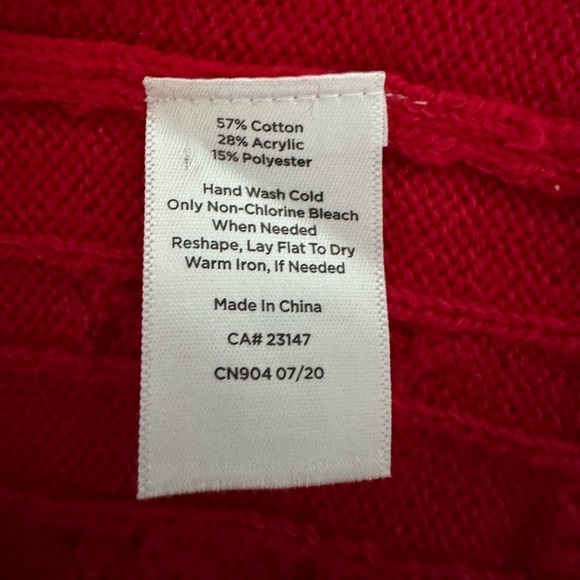 Talbot’s Cherry Red Crewneck Cable Knit Sweater - Picture 6 of 8